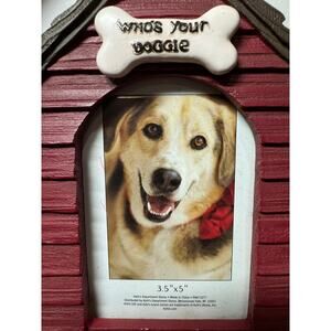 NIB Kohls 3.5"x5" Who's Your Doggie Picture Frame Red Doghouse With Bone Detail